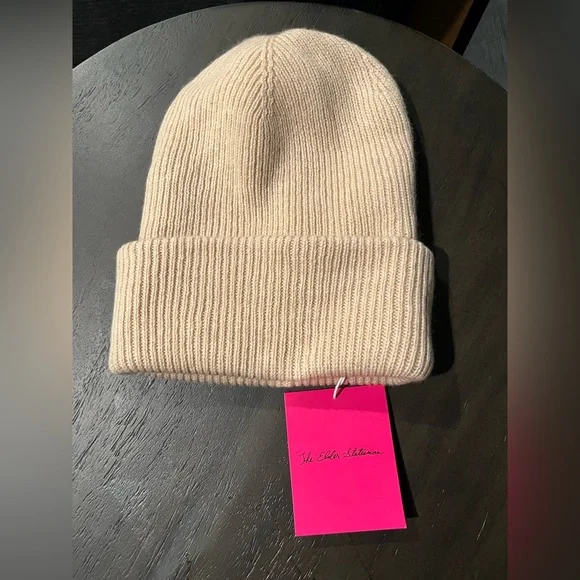 NWT The Elder Statesman Unisex Parker Cashmere Beanie Khaki Beige Tan